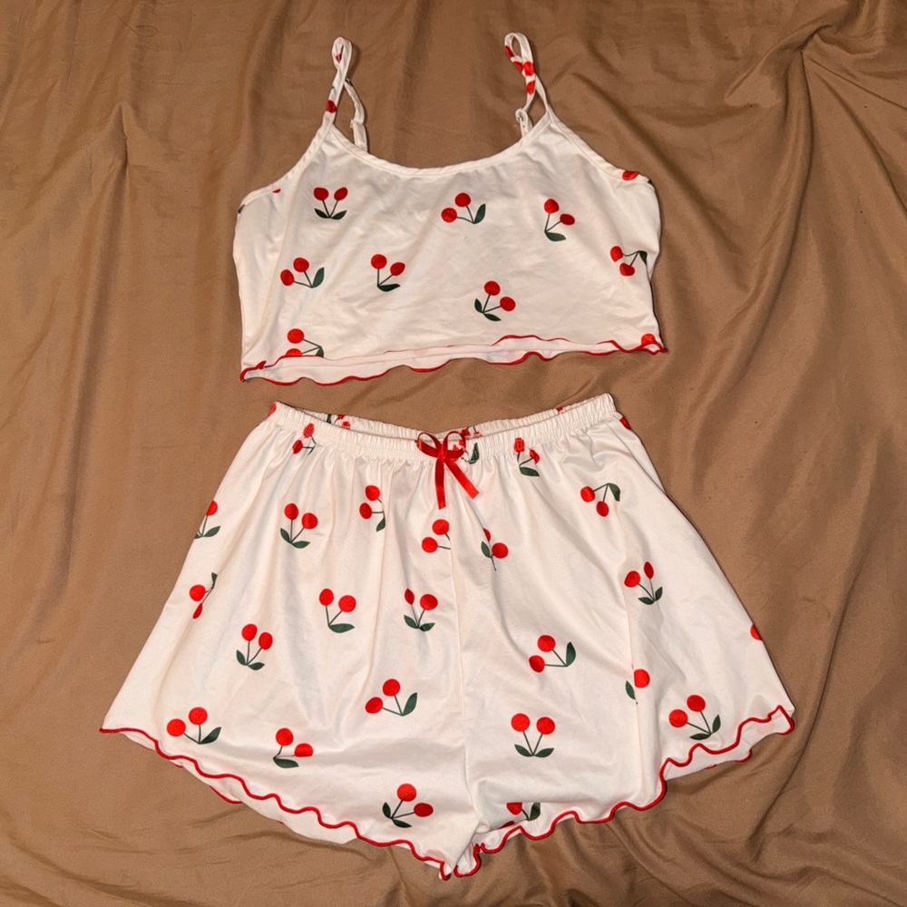 Cherry Print Pajama Set